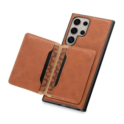 For Samsung Galaxy S23 Ultra 5G Denior D13 Retro Texture Leather MagSafe Card Bag Phone Case(Brown)