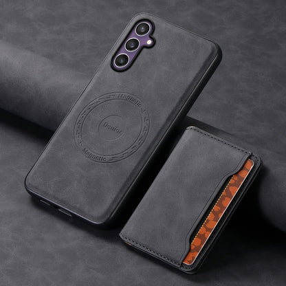 For Samsung Galaxy S23 FE 5G Denior D13 Retro Texture Leather MagSafe Card Bag Phone Case(Black)