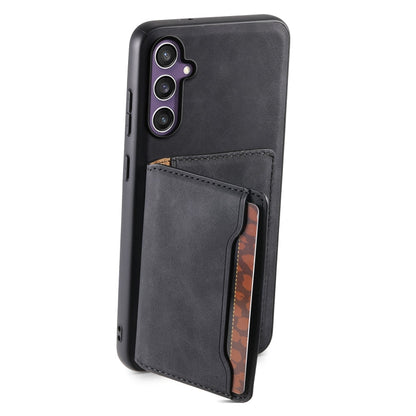 For Samsung Galaxy S23 FE 5G Denior D13 Retro Texture Leather MagSafe Card Bag Phone Case(Black)