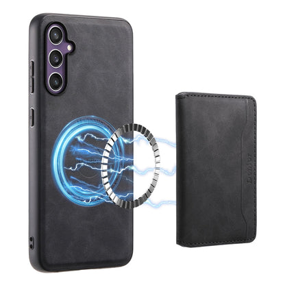 For Samsung Galaxy S23 FE 5G Denior D13 Retro Texture Leather MagSafe Card Bag Phone Case(Black)