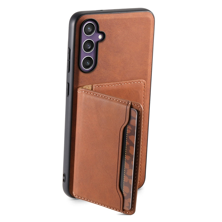 For Samsung Galaxy S23 FE 5G Denior D13 Retro Texture Leather MagSafe Card Bag Phone Case(Brown)