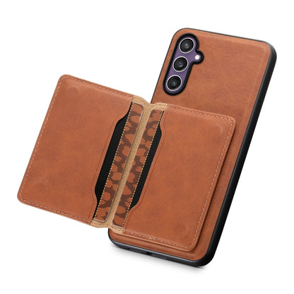 For Samsung Galaxy S23 FE 5G Denior D13 Retro Texture Leather MagSafe Card Bag Phone Case(Brown)