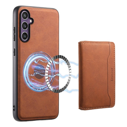 For Samsung Galaxy S23 FE 5G Denior D13 Retro Texture Leather MagSafe Card Bag Phone Case(Brown)