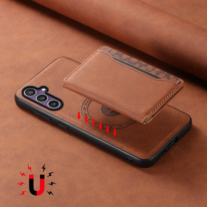 For Samsung Galaxy S23 FE 5G Denior D13 Retro Texture Leather MagSafe Card Bag Phone Case(Brown)