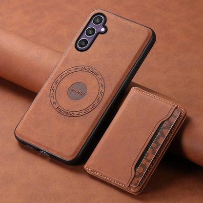 For Samsung Galaxy S24 5G Denior D13 Retro Texture Leather MagSafe Card Bag Phone Case(Brown)