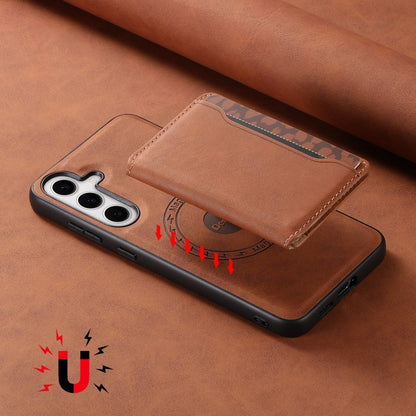For Samsung Galaxy S24+ 5G Denior D13 Retro Texture Leather MagSafe Card Bag Phone Case(Brown)