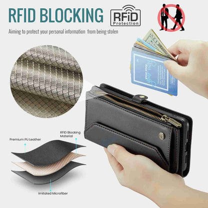 For Google Pixel 7a CaseMe C36 Card Slots Zipper Wallet RFID Anti-theft Leather Phone Case(Black)