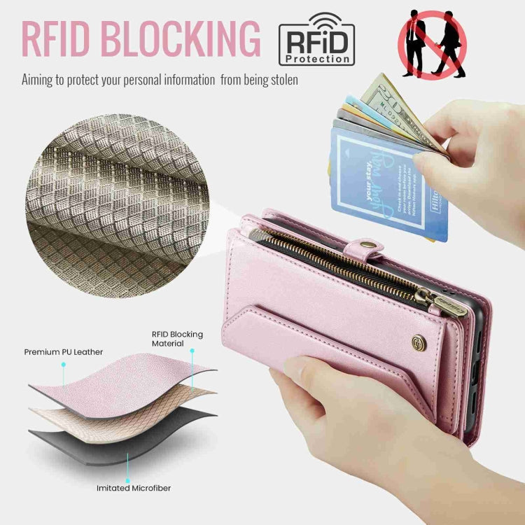 For Google Pixel 8 Pro CaseMe C36 Card Slots Zipper Wallet RFID Anti-theft Leather Phone Case(Pink)