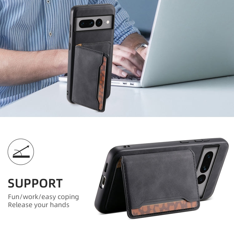For Google Pixel 7 Pro 5G Denior D13 Retro Texture Leather MagSafe Card Bag Phone Case(Black)