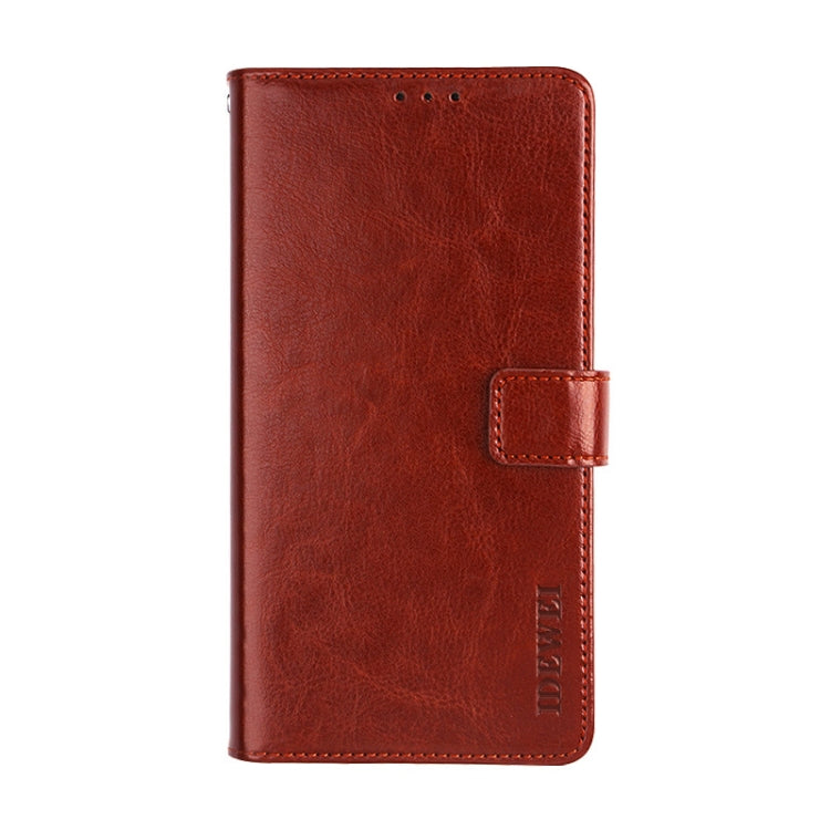 For Infinix Hot 9 idewei Crazy Horse Texture Horizontal Flip Leather Case with Holder & Card Slots & Wallet(Brown)