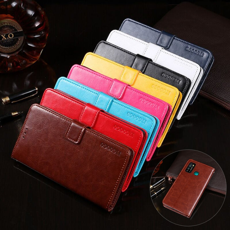 For Infinix Hot 9 idewei Crazy Horse Texture Horizontal Flip Leather Case with Holder & Card Slots & Wallet(Rose Red)