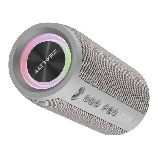 Enceinte Bluetooth Zealot S51 Pro avec basses impressionnantes et lumière colorée (Gris)