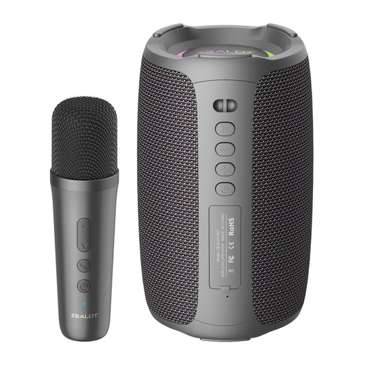 Haut-parleur sans fil karaoké à lumière rythmique RVB Zealot S61M, style : microphone unique (noir)