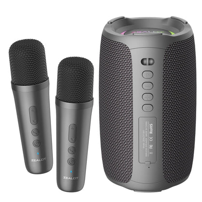 Zealot S61M RGB Rhythmic Light Karaoke Wireless Speaker, Style:Dual Mic(Black)