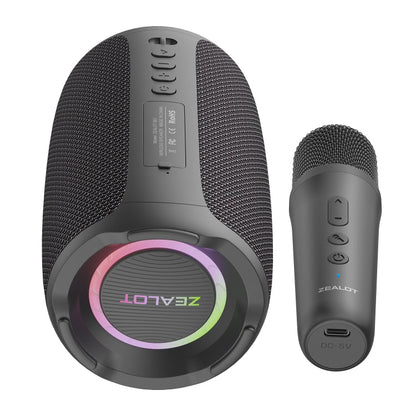 Zealot S61M RGB Rhythmic Light Karaoke Wireless Speaker, Style:Dual Mic(Black)