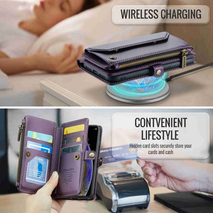 For iPhone XS / X CaseMe C36 Card Slots Zipper Wallet RFID Anti-theft Leather Phone Case(Purple)