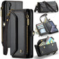 For iPhone XR CaseMe C36 Card Slots Zipper Wallet RFID Anti-theft Leather Phone Case(Black)