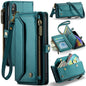 For iPhone XS Max CaseMe C36 Card Slots Zipper Wallet RFID Anti-theft Leather Phone Case(Blue-green)