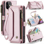 For iPhone 11 CaseMe C36 Card Slots Zipper Wallet RFID Anti-theft Leather Phone Case(Pink)