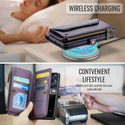For iPhone 11 Pro CaseMe C36 Card Slots Zipper Wallet RFID Anti-theft Leather Phone Case(Purple)