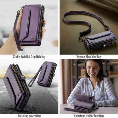 For iPhone 11 Pro Max CaseMe C36 Card Slots Zipper Wallet RFID Anti-theft Leather Phone Case(Purple)