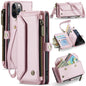 For iPhone 11 Pro Max CaseMe C36 Card Slots Zipper Wallet RFID Anti-theft Leather Phone Case(Pink)