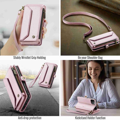 For iPhone 11 Pro Max CaseMe C36 Card Slots Zipper Wallet RFID Anti-theft Leather Phone Case(Pink)