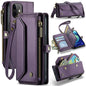 For iPhone 12 CaseMe C36 Card Slots Zipper Wallet RFID Anti-theft Leather Phone Case(Purple)
