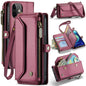 For iPhone 12 CaseMe C36 Card Slots Zipper Wallet RFID Anti-theft Leather Phone Case(Wine Red)