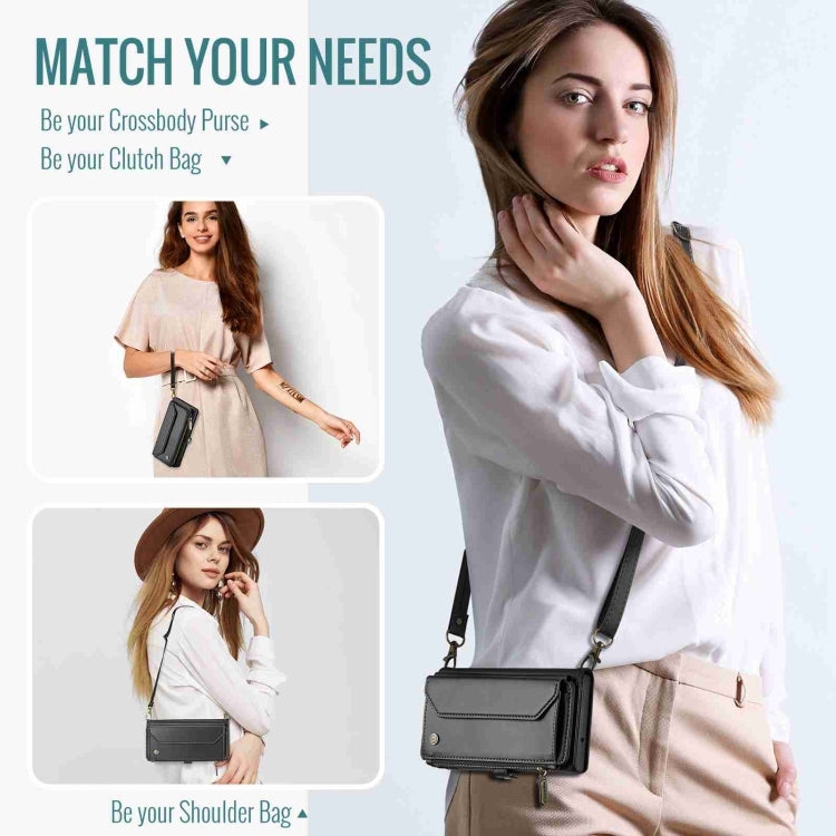 For iPhone 12 mini CaseMe C36 Card Slots Zipper Wallet RFID Anti-theft Leather Phone Case(Black)