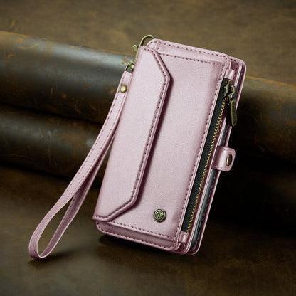 For iPhone 12 mini CaseMe C36 Card Slots Zipper Wallet RFID Anti-theft Leather Phone Case(Pink)
