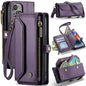 For iPhone 14 Plus CaseMe C36 Card Slots Zipper Wallet RFID Anti-theft Leather Phone Case(Purple)