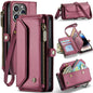 For iPhone 14 Pro CaseMe C36 Card Slots Zipper Wallet RFID Anti-theft Leather Phone Case(Wine Red)