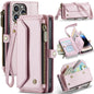 For iPhone 14 Pro CaseMe C36 Card Slots Zipper Wallet RFID Anti-theft Leather Phone Case(Pink)