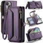 For iPhone 15 CaseMe C36 Card Slots Zipper Wallet RFID Anti-theft Leather Phone Case(Purple)