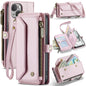 For iPhone 15 CaseMe C36 Card Slots Zipper Wallet RFID Anti-theft Leather Phone Case(Pink)