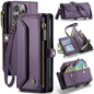 For iPhone 15 Pro Max CaseMe C36 Card Slots Zipper Wallet RFID Anti-theft Leather Phone Case(Purple)