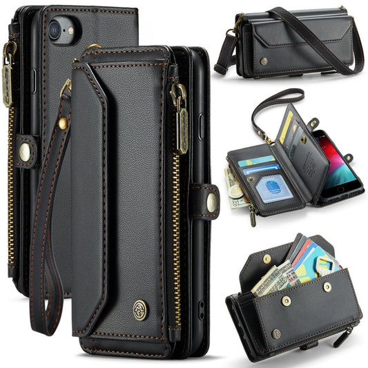 For iPhone 8 / 7 / 6 CaseMe C36 Card Slots Zipper Wallet RFID Anti-theft Leather Phone Case(Black)