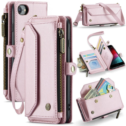 For iPhone 8 / 7 / 6 CaseMe C36 Card Slots Zipper Wallet RFID Anti-theft Leather Phone Case(Pink)