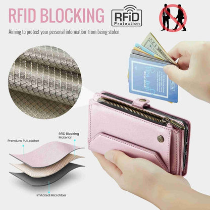 For iPhone 8 / 7 / 6 CaseMe C36 Card Slots Zipper Wallet RFID Anti-theft Leather Phone Case(Pink)