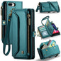 For iPhone 8 Plus / 7 Plus / 6 Plus CaseMe C36 Card Slots Zipper Wallet RFID Anti-theft Leather Phone Case(Blue-green)