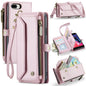 For iPhone 8 Plus / 7 Plus / 6 Plus CaseMe C36 Card Slots Zipper Wallet RFID Anti-theft Leather Phone Case(Pink)