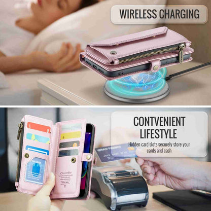 For iPhone 8 Plus / 7 Plus / 6 Plus CaseMe C36 Card Slots Zipper Wallet RFID Anti-theft Leather Phone Case(Pink)