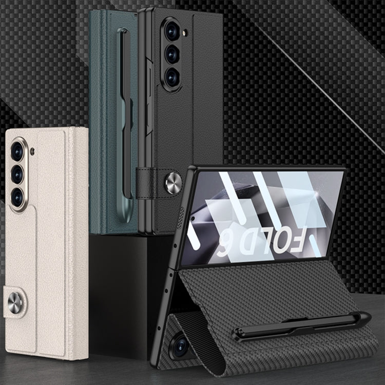 For Samsung Galaxy Z Fold6 GKK Integrated Flip Leather Case with Pen Slotm, Stylus Not Included(Grey)