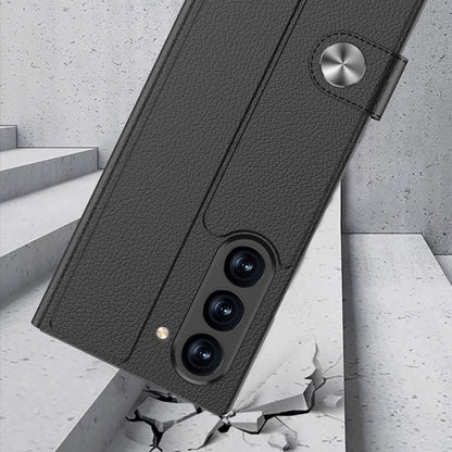 Pour Samsung Galaxy Z Fold6 Étui en cuir rabattable intégré GKK avec emplacement pour stylet, stylet non inclus (vert)