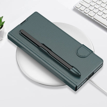 For Samsung Galaxy Z Fold6 GKK Integrated Flip Leather Case with Pen Slotm, Stylus Not Included(Titanium Grey)