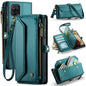 For Samsung Galaxy A12 5G CaseMe C36 Card Slots Zipper Wallet RFID Anti-theft Leather Phone Case(Blue-green)