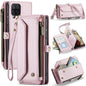 For Samsung Galaxy A12 5G CaseMe C36 Card Slots Zipper Wallet RFID Anti-theft Leather Phone Case(Pink)