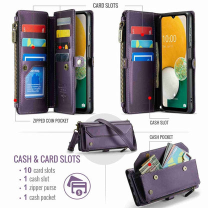 For Samsung Galaxy A13 5G / 4G CaseMe C36 Card Slots Zipper Wallet RFID Anti-theft Leather Phone Case(Purple)
