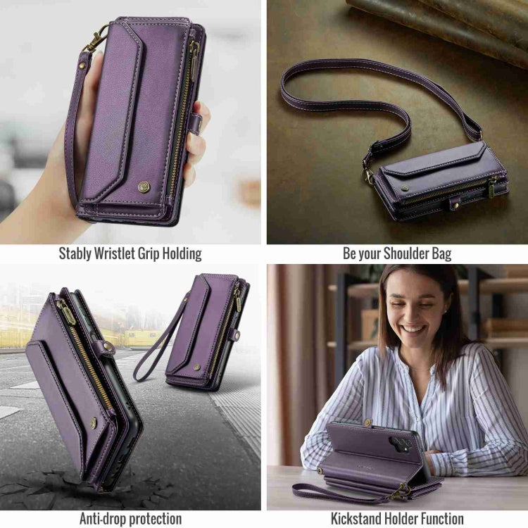For Samsung Galaxy A13 5G / 4G CaseMe C36 Card Slots Zipper Wallet RFID Anti-theft Leather Phone Case(Purple)